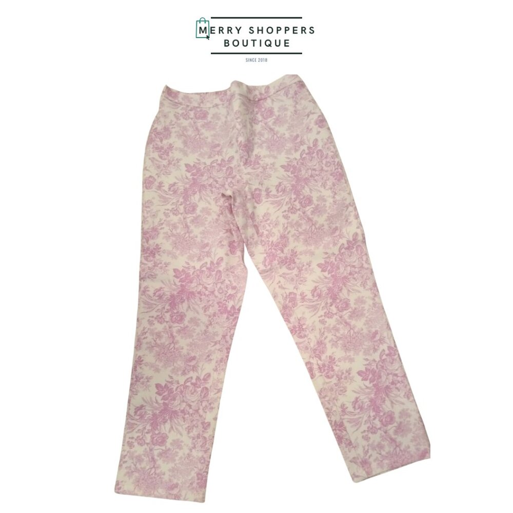 Isaac Mizrahi Live! Women’s Pink Floral Pull-On Pants